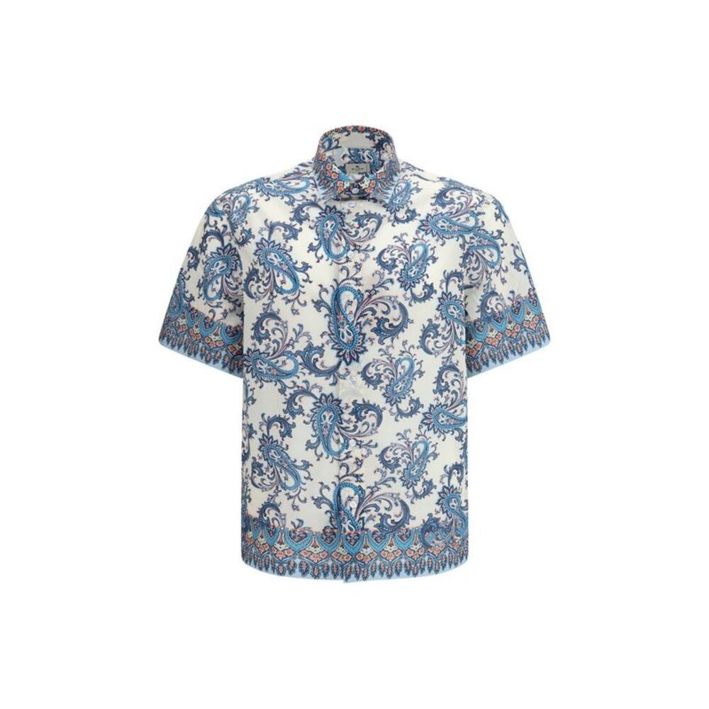Etro Blue Cotton Pattern Men's Shirt